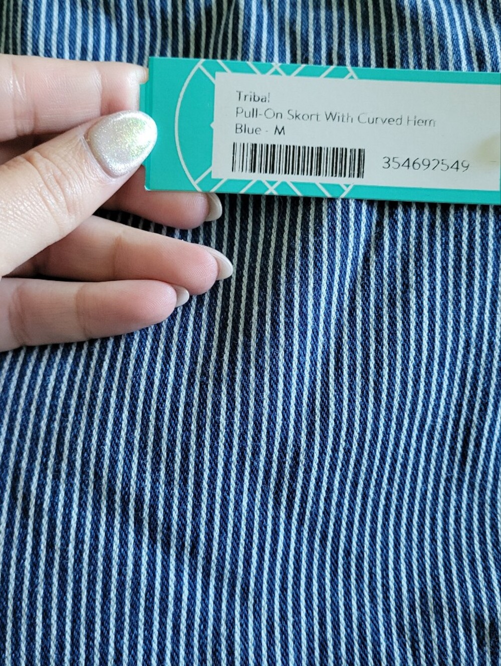NWT Tribal Blue & White Striped Mini Skort - Women's - Picture 4 of 6